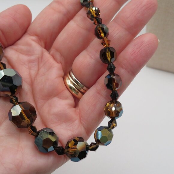 Vintage Rootbeer Aurora Borealis Beaded Necklace - Picture 11 of 12